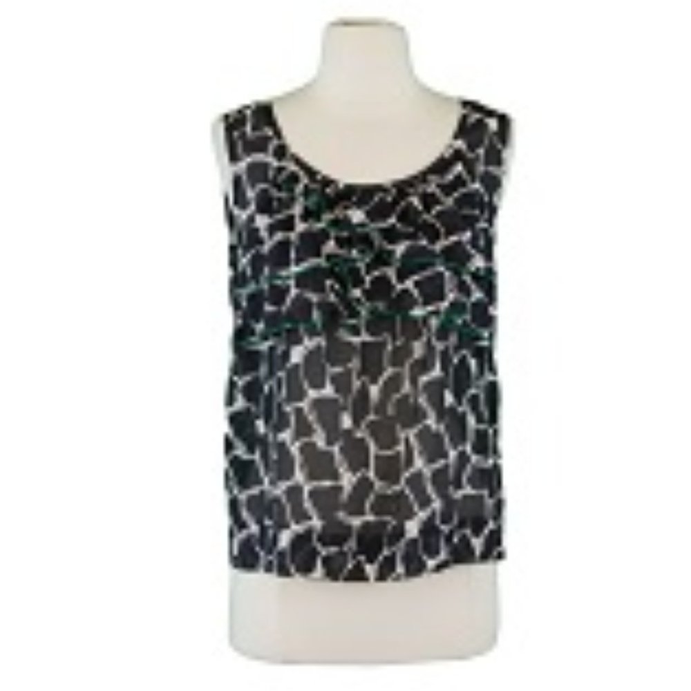 Odille Black and White Print Sleeveless Top by Anthropologie
